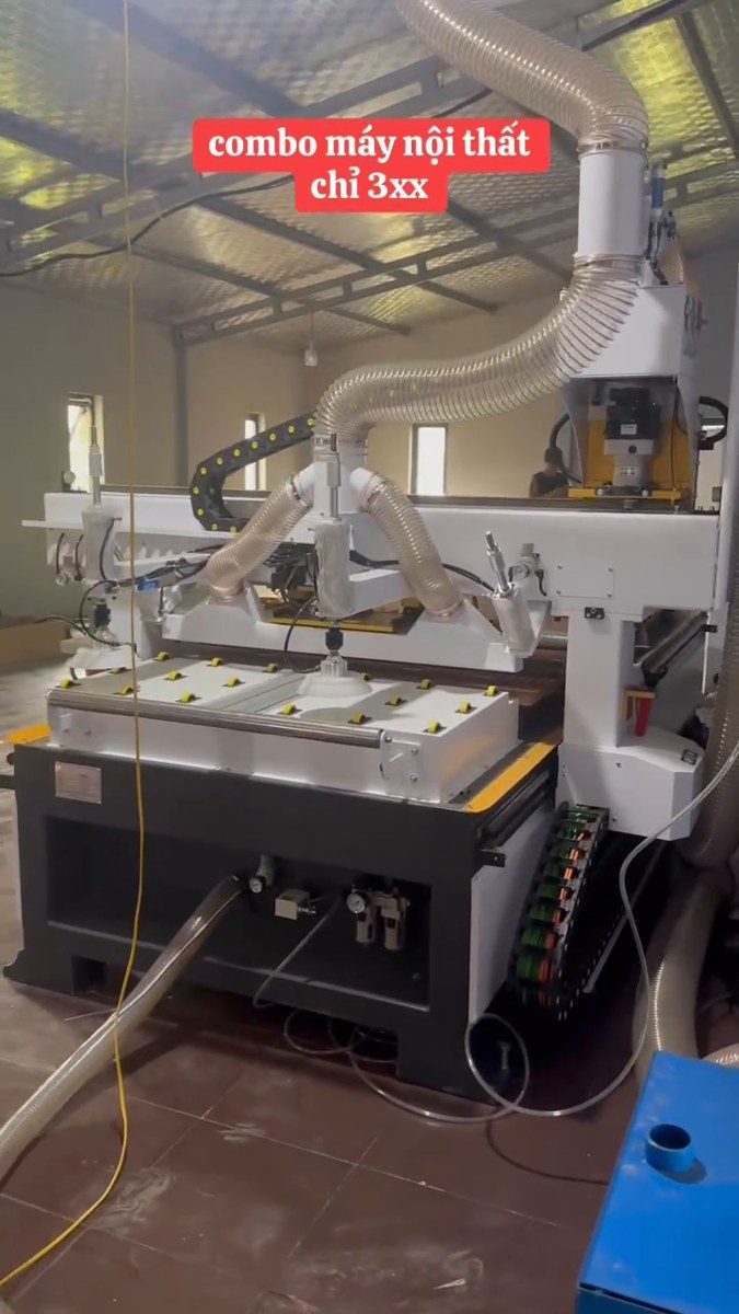 Hải Dương mở xưởng tủ bếp nên chọn máy CNC 1 đầu hay combo cưa dán cạnh hình ảnh thực tế